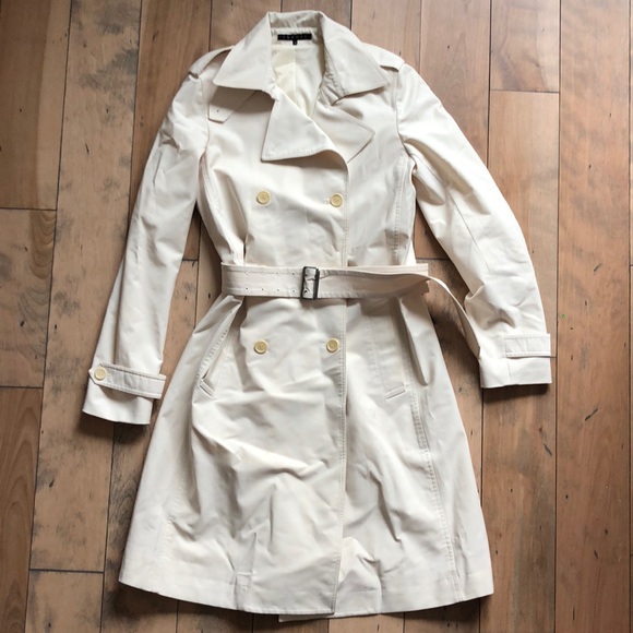 Theory Jackets & Blazers - Lk NEW THEORY ivory trench coat jacket size medium